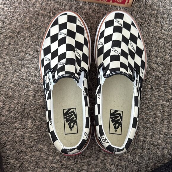 VANS Stacked Checkerboard Slip On Canvas Shoes - Picture 4 of 5